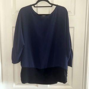 Chico’s Navy Blue and Black Colorblock Blouse